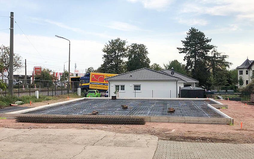 Armierung der Bodenplatte für Kern-Haus in Halle Ammendorf
