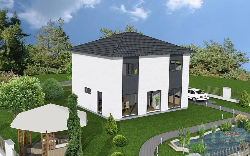 Der Planungsentwurf der Stadtvilla in Wolmirstedt auf Papier - Kern-Haus hat eine eigene Planungsabteilung, mit ihrer Hilfe können Bauherren ihr Traumhaus bereits auf Papier bewundern.