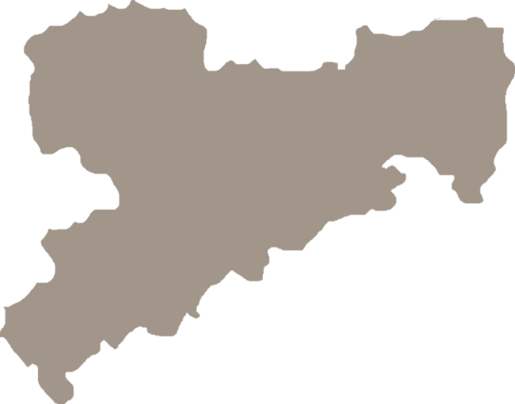 Ausschnitt einer Karte mit dem Bundesland Sachsen