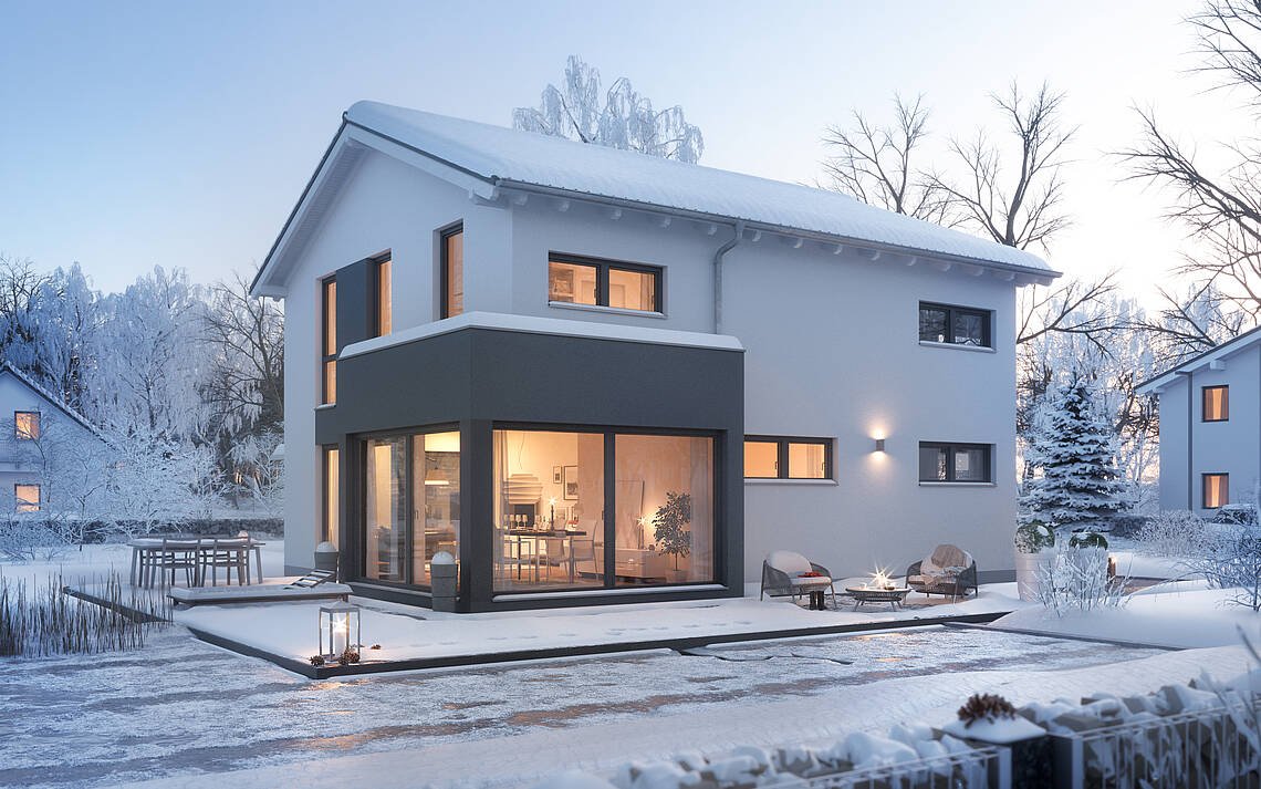 Massivhaus Kern-Haus Familienhaus Allea im Winter