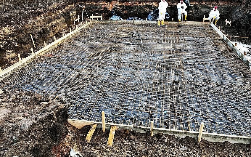 Bewehrung für Bodenplatte - bauen mit Keller, ein Kern-Haus entsteht