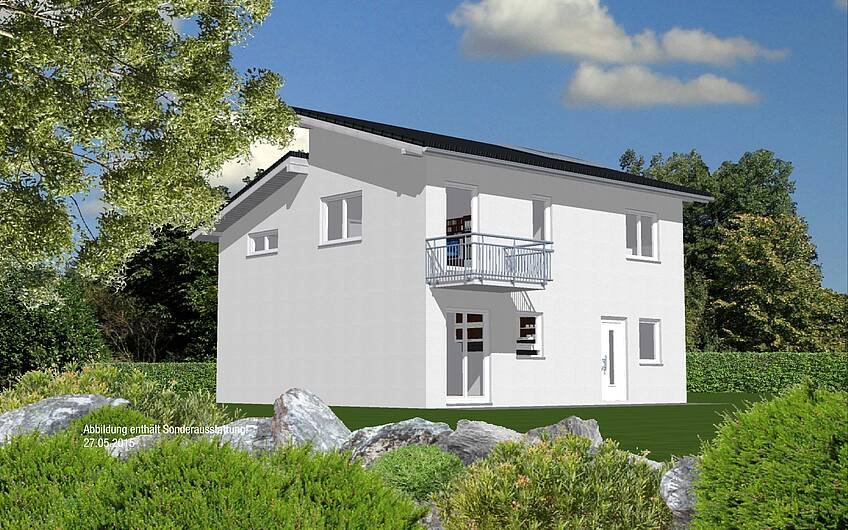 3D-Planungsansicht des frei geplanten Einfamilienhauses