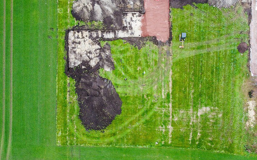 Luftaufnahme des Grundstücks für Kern-Haus Stadtvilla in Halle Reideburg