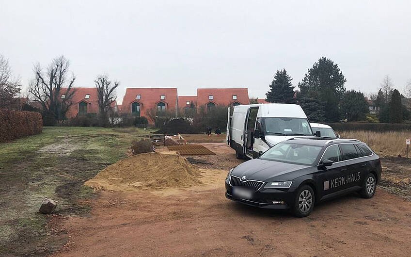 Kern-Haus Vorbereitungen auf Baustellen in Halle-Braschwitz