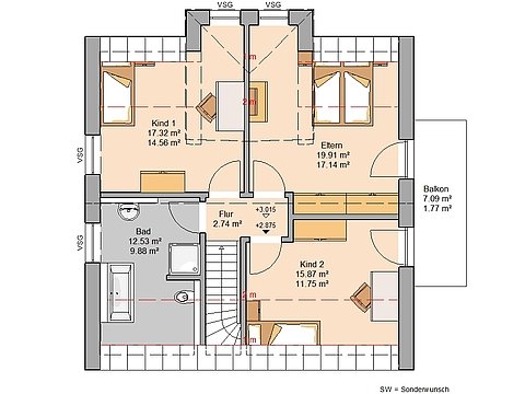 Kern-Haus Familienhaus Esprit Trendline Grundriss Dachgeschoss