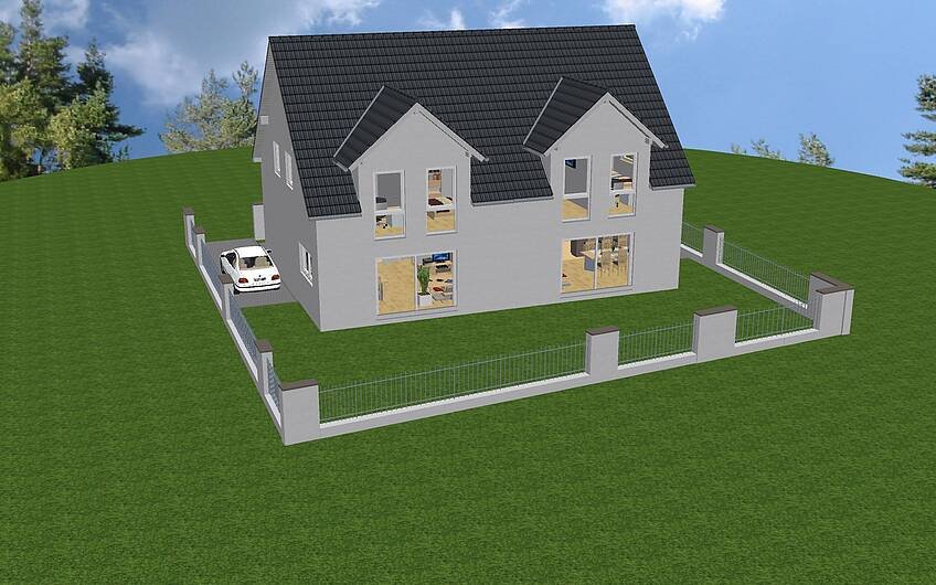 Ein Doppelhaus wird in Ronnenberg entstehen. Die Planungsabteilung von Kern-Haus Magdeburg erstellt exklusiv für die Bauherren 3D-Zeichnungen.