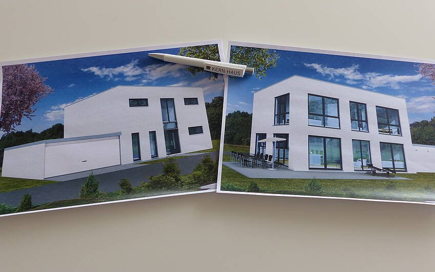 Colorpläne des frei geplanten Einfamilienhauses von Kern-Haus in Bissersheim