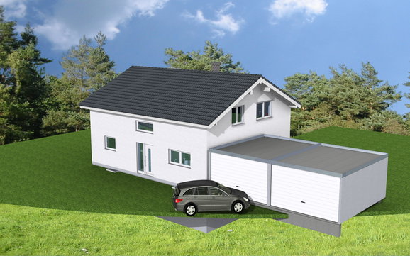 Das Kern-Haus Team setzte die Wünsche der Familie um und plante dieses individuelle Haus mit Keller.