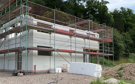 Außenansicht Rohbau in Obermoschel