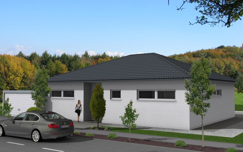 Ansicht Bungalow Eingangsseite.