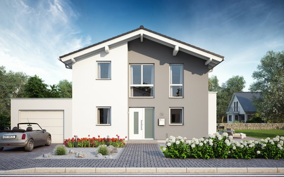 Massivhaus Kern-Haus Familienhaus Vero Eingangsseite Tagansicht
