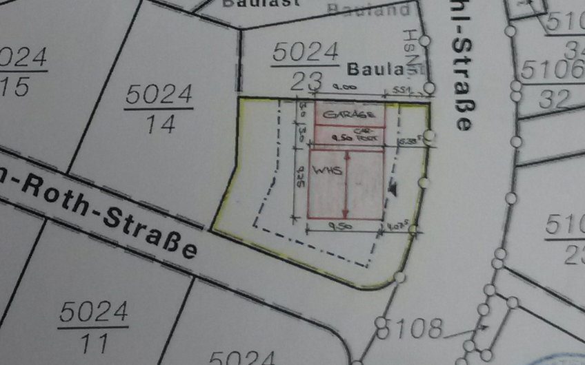 Liegenschaftskarte für den Bauanstrag des individuell geplanten Einfamilienhauses Luna von Kern-Haus in Ludwigshafen