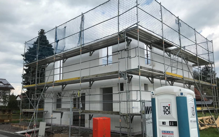 Obergeschosswände der individuell geplanten Kern-Haus-Stadtvilla Mateo in Sasbach
