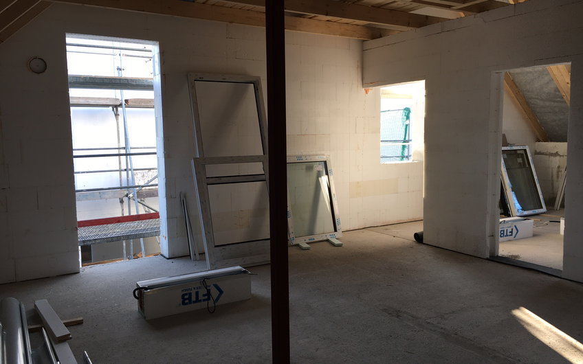 Beginn vom Fenstereinbau