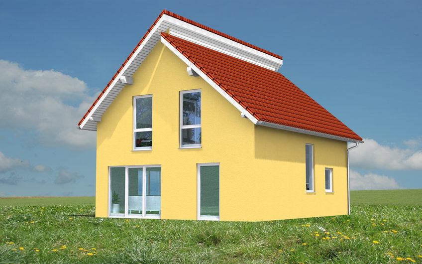 Planungsansicht des Kern-HAus Familienhaus mit Pultdach in Halle Wörmlitz