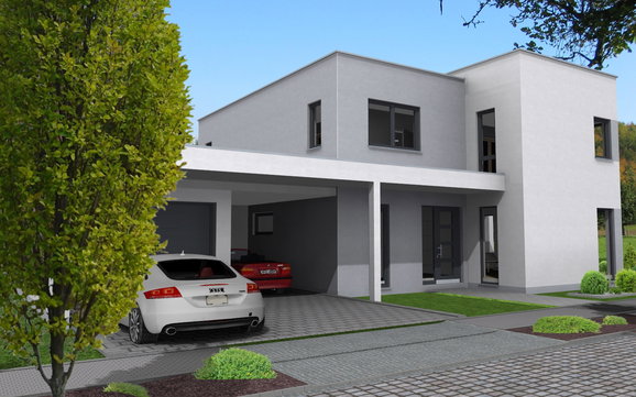 Traumhaus Ansicht Eingangsseite.