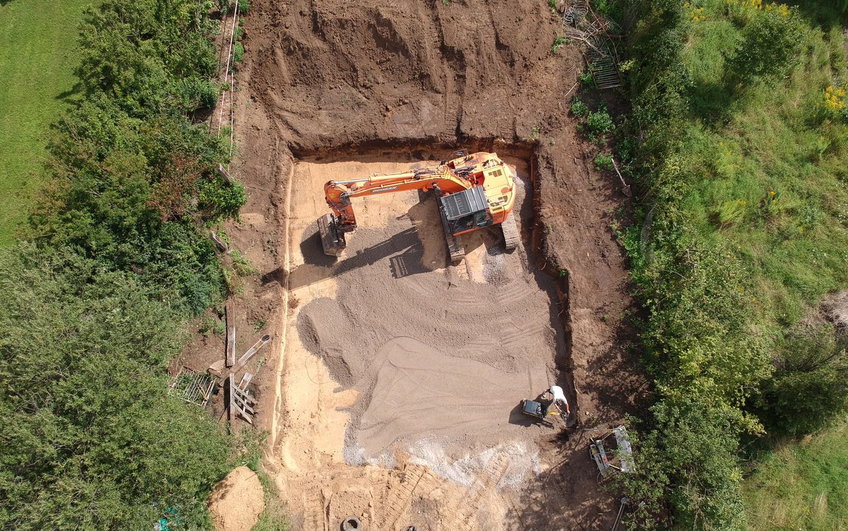 Die Kern-Haus Baustelle aus der Vogelperspektive.