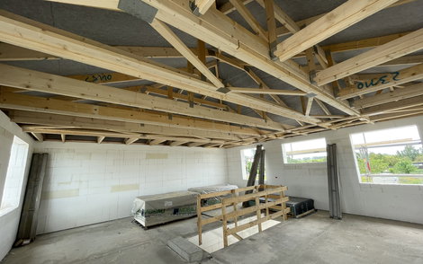 Die Holzkonstruktion des Dachstuhls.