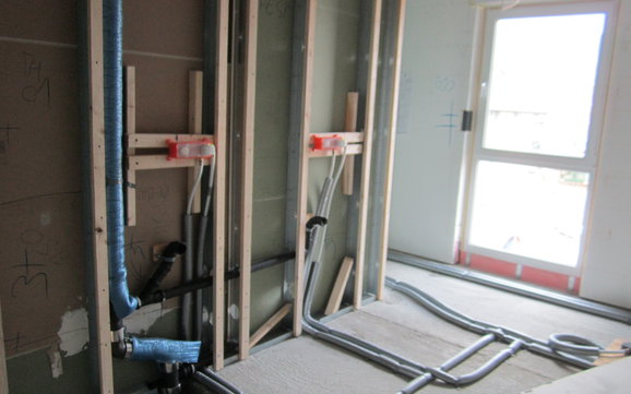 Die Arbeiten im Innenausbau schreiten voran.