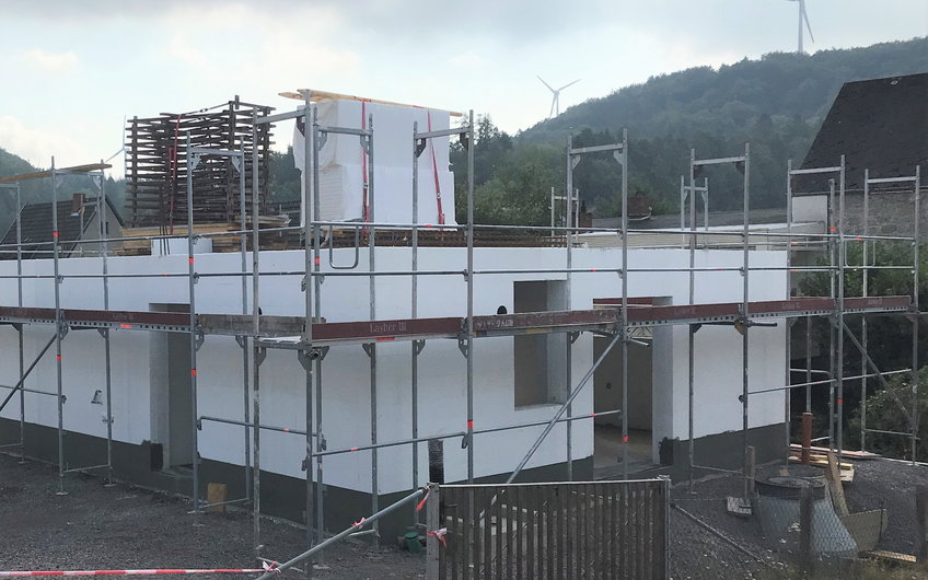 Die DuoTherm Elemente wurden aufgebaut und mit Beton verfüllt.