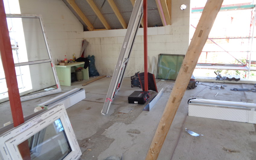 Fenstermontage im frei geplanten Einfamilienhaus von Kern-Haus in Römerberg