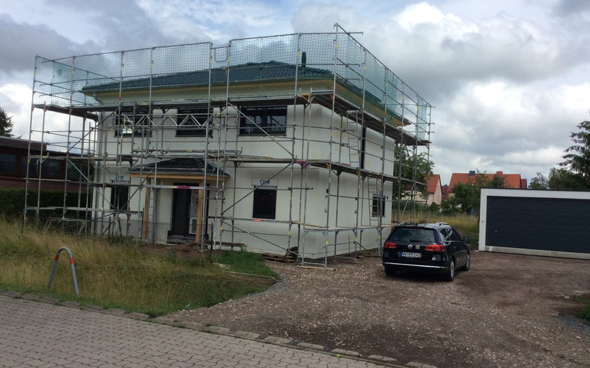 Aktuelles Gewerk - Sanitär-Rohinstallation in den Wohngeschossen.
