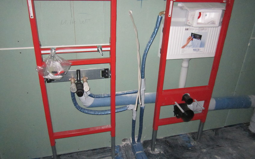 Ausgeführte Sanitärrohinstallation.
