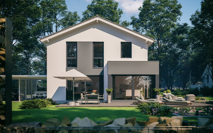 Massivhaus Kern-Haus Familienhaus Allea Gartenseite