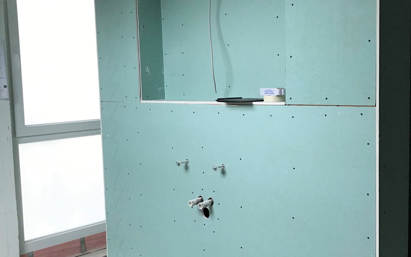 Die Leichtbauwände wurden aufgestellt.