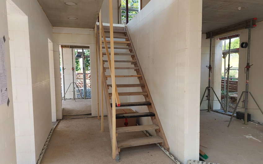Blick auf die Bauzeittreppe