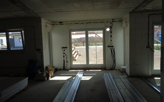 Trockenbaumaterial in der Kern-Haus-Stadtvilla Signus in Flörsheim-Dalsheim
