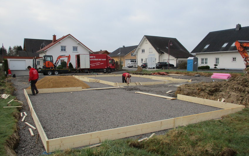 Einschalung der Bodenplatte