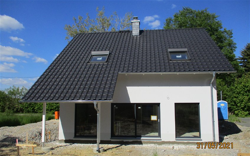 Außenputz Terrassenseite frei geplantes Kern-Haus in Limbach-Oberfrohna