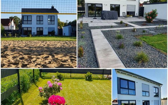 Außenanlagen mit Volleyballnetz für Kern-Haus Stadtvilla in Halle Reideburg