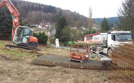Erdarbeiten auf dem Grundstück für das individuell geplante Einfamilienhaus Family von Kern-Haus in Wilhelmsfeld