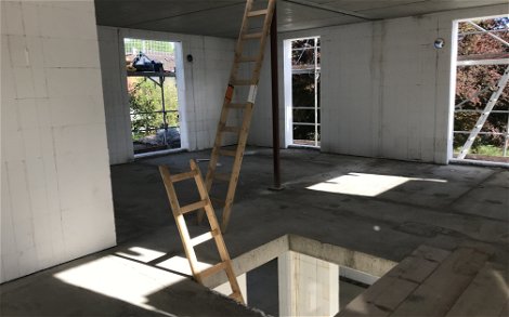 Rohbau des frei geplanten Einfamilienhauses von Kern-Haus in Wiesloch-Schatthausen