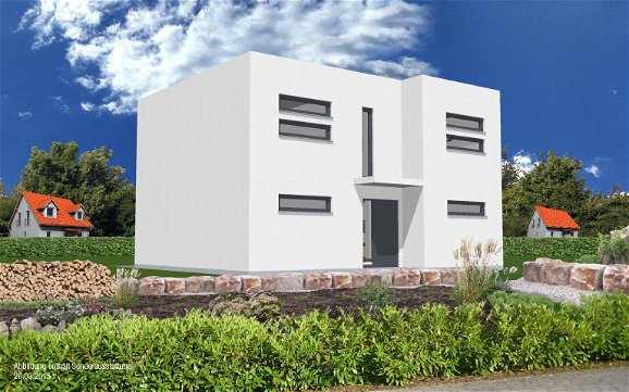 3D-Ansicht Hauseingangsseite Bauhaus