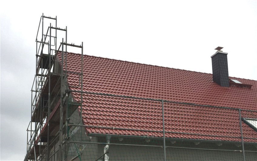 Dacheindeckung rot in Nahaufnahme