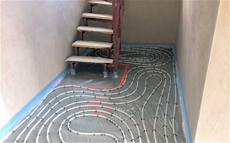 Fußbodenheizung im Treppebereich