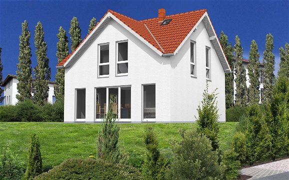 3D-Planungsansicht Terrassenseite individuell Kern-Haus
