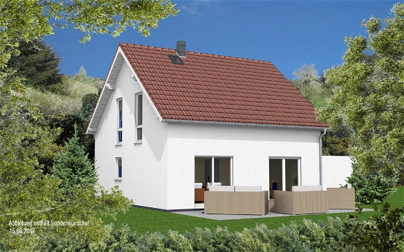3D Planungsansicht Terrasse Kern-Haus Familienhaus