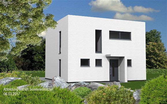 Planungsansicht Eingang individuelles Kern-Haus Bauhaus