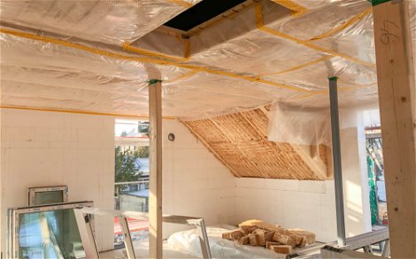Dämmung der Dachgeschossdecke in Kern-Haus Rohbau in Machern