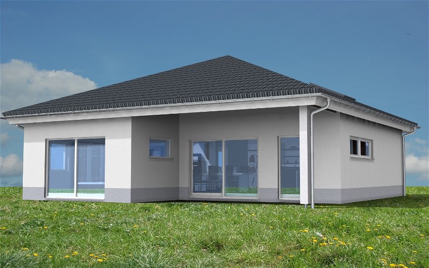 Frei geplanter Kern-Haus Bungalow in Kletzen in Planungsansicht