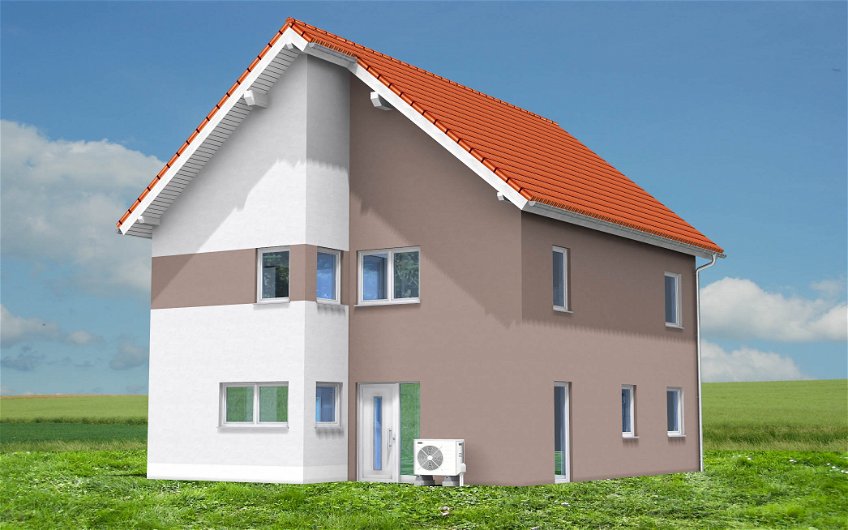 Planungsansicht des Kern-Haus Futura Pult mit braunem Putz für Kern-Haus in Leipzig Breitenfeld 