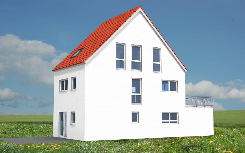 3D-Planungsansicht des dreigeschossigen KErn-Haus in Leipzig Windorf