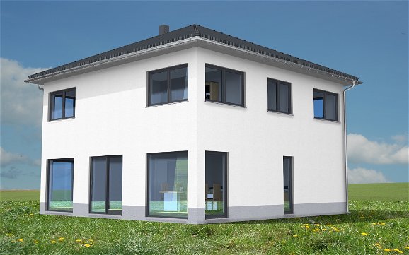Planungsansicht der Terrasse für Kern-Haus Stadtvilla Centro in Zweenfurth
