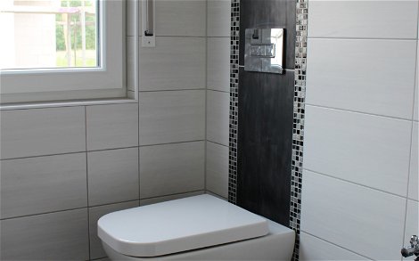 Das Gäste-WC von Villeroy & Boch gehört zum Kern-Haus-Standard. Dieses haben sich die Bauherren bereits bei der Baudurchsprache vor einigen Monaten im Kompetenzcenter in Magdeburg ausgesucht.