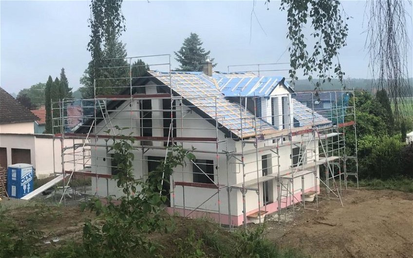 Dachstuhl des frei geplanten Familienhauses von Kern-Haus in Wolfegg-Alttann