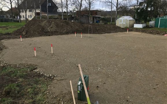 Erdarbeiten auf dem Grundstück für das individuell geplante Familienhaus Allea von Kern-Haus in Ostrach-Burgweiler